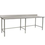 Eagle Worktable, 14 ga. 304 Stainless Steel, 4.5" Backsplash, Galvanized Tubing Base 36"x96" 