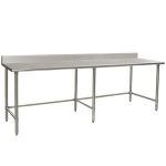 Eagle Worktable, 16 ga. 430 Stainless Steel, 4.5" Backsplash, Stainless Tubing Base 36"x96" 