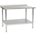 30" x 60" Stainless Steel Table with Rear Upturn & Stainless Shelf Base