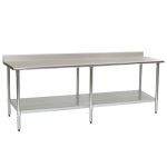 30" x 96" Stainless Steel Table with Rear Upturn & Stainless Shelf Base