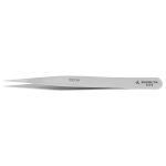 Excelta 000-SA Three Star 4.75" Straight Strong Point Anti-Magnetic Tweezer with Radius Edges