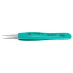 Excelta 00D-SA-ET Three Star 4.75" Straight Strong Point Anti-Magnetic Ergo Tweezer with Serrated Tips