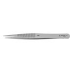 Excelta 00D ★★★ Swiss-Made Conductive Carbon Steel Tweezer with Straight, Serrated, Medium Pointed Tips, 4.75" OAL