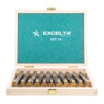 Excelta KST-10 10-Piece ★★★ Swiss-Made Anti-Magnetic Neverust® Stainless Steel Tweezers Kit, includes Wooden Case