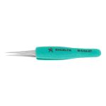 Excelta M-5-SA-ET ★★★ Swiss-Made ESD-Safe Anti-Magnetic Neverust® Stainless Steel Tweezer with Straight, Tapered, Ultra Fine Pointed Tips, 3.63" OAL