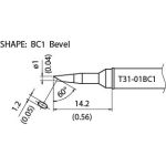 Hakko T31-01BC1 60° Beveled Solder Tip, 1.0mm