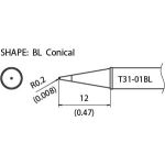 Hakko T31-01BL Conical Solder Tip, 0.2 x 12.0mm