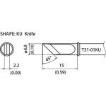 Hakko T31-01KU 45° Knife Solder Tip, 4.8 x 15.0mm