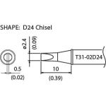 Hakko T31-02D24 Chisel Solder Tip, 2.4 x 10.0mm