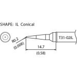 Hakko T31-02IL Conical Solder Tip, 0.2 x 14.7mm