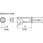 Hakko T31-02KU 45° Knife Solder Tip, 4.8 x 15.0mm