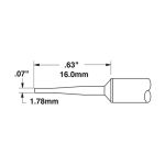 500 Series Long Reach 60° Chisel Access Solder Cartridge, 1.6 x 15mm