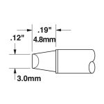 600 Series 90° Chisel Solder Cartridge, 3.0 x 5.0mm