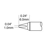 700 Series Power Chisel Solder Cartridge, 1.0 x 6.5mm