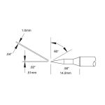 900 Series 60° x 1.0mm Beveled Solder Cartridge, 0.5 x 14.2mm