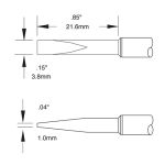 Metcal CVC-9CH2238A 12° Turbo Chisel Solder Tip, 1/8" x 7/8" Drawing