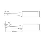 Beveled 60° x 2.0mm Hoof Solder Tip, 1.0 x 16mm