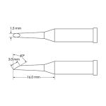 Metcal GT4-HF6015S 60° Beveled Hoof Soldering Tip, 1.5 x 16mm