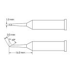 Beveled 60° x 2.0mm Hoof Solder Tip, 1.0 x 16mm