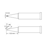 Beveled 60° x 2.1mm Hoof Concave Solder Tip, 1.0 x 12mm