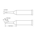 Metcal GT6-HF6015S 60° Beveled Hoof Soldering Tip, 1.5 x 16mm Drawing