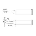 Metcal GT6-HF6020S 60° Beveled Hoof Soldering Tip, 2.0 x 16mm Drawing