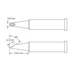 Beveled 60° x 4.1mm Hoof Concave Solder Tip, 2.0 x 12mm