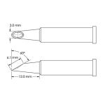 Beveled 60° x 6.1mm Hoof Concave Solder Tip, 3.0 x 12mm