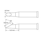 Beveled 60° x 8.0mm Hoof Solder Tip, 4.0 x 16mm