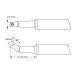 30° Bent, Beveled 30° x 3.0mm Concave Hoof Solder Cartridge, 2.5 x 16mm