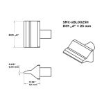 Metcal SMC-9BL0025H High Mass Knife Solder Tip, 25mm Drawing