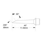 Metcal SMTC-1175 60° Hoof Rework Cartridge, 0.89mm Drawing