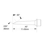 Metcal SMTC-5175 60° Hoof Rework Cartridge, 0.89mm Drawing