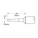 Metcal SSC-642A 60° Long Reach Chisel Solder Cartridge, 1.78mm Drawing