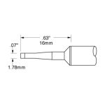 Metcal SSC-742A 60° Long Reach Chisel Solder Cartridge, 1.78mm Drawing