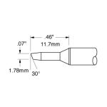 600 Series Beveled 30° x 1.78mm Solder Cartridge, 1.78 x 11.7mm