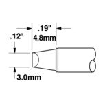 600 Series Blunt Chisel Solder Cartridge, 3.0 x 4.8mm