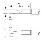 600 Series Long Reach 12° Chisel Solder Cartridge, 3.8 x 21.6mm