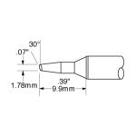 600 Series Beveled 30° x 2.06mm Solder Cartridge, 1.78 x 9.9mm