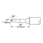 600 Series Beveled 60° x 1.78mm Solder Cartridge, 0.83 x 6.4mm