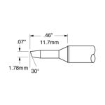 700 Series Beveled 30° x 1.78mm Solder Cartridge, 1.78 x 11.7mm