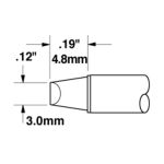 Metcal STTC-113 90° Chisel Solder Cartridge, 3.0mm Drawing