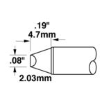 Metcal STTC-114 45° Beveled Solder Cartridge, 2.0mm