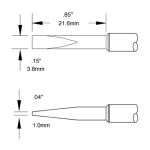 700 Series Long Reach 12° Chisel Solder Cartridge, 3.8 x 21.6mm