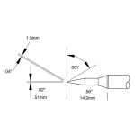 700 Series Beveled 60° x 1.0mm Solder Cartridge, 0.5 x 14.2mm