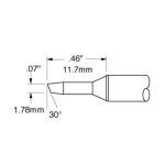 500 Series Beveled 30° x 1.78mm Solder Cartridge, 1.78 x 11.7mm