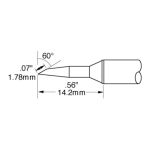 500 Series Beveled 60° x 1.78mm Solder Cartridge, 0.83 x 14.2mm