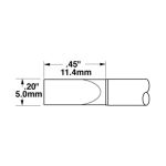 500 Series Long Reach Chisel Solder Cartridge, 5.0 x 11.4mm