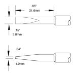 Metcal STTC-820 800 Series 12° Long Reach Chisel Special Build Solder Cartridge, 3.8 x 21.6mm