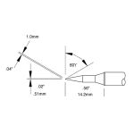 Metcal STTC-846 800 Series Beveled 60° x 1.0mm Special Build Solder Cartridge, 0.5 x 14.2mm
